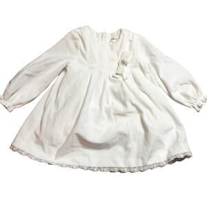Mayoral Newborn Baby Girl Velvet Lace Trim White Dress Long Sleeve 12M/80cm